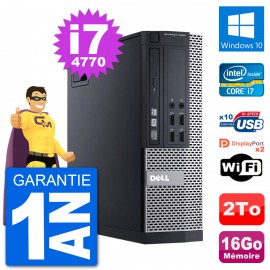 PC Dell 9020 SFF Intel Core i7-4770 RAM 16Go Disque Dur 2To Windows 10 Wifi