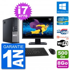 PC Dell 9020 SFF Ecran 19" Intel i7-4770 RAM 8Go Disque 500Go Windows 10 Wifi