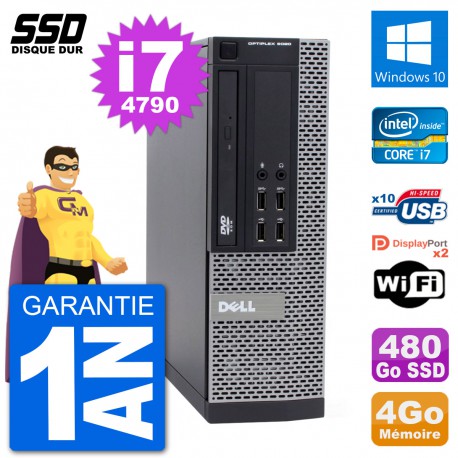 PC Dell OptiPlex 9020 SFF Intel Core i7-4790 RAM 4Go SSD 480Go Windows 10 Wifi