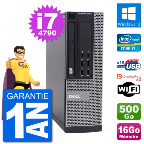 PC Dell 9020 SFF Intel Core i7-4790 RAM 16Go Disque Dur 500Go Windows 10 Wifi