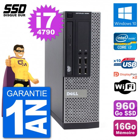 PC Dell OptiPlex 9020 SFF Intel Core i7-4790 RAM 16Go SSD 960Go Windows 10 Wifi