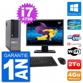 PC Dell 9020 SFF Ecran 19" Intel i7-4790 RAM 4Go Disque 2To Windows 10 Wifi