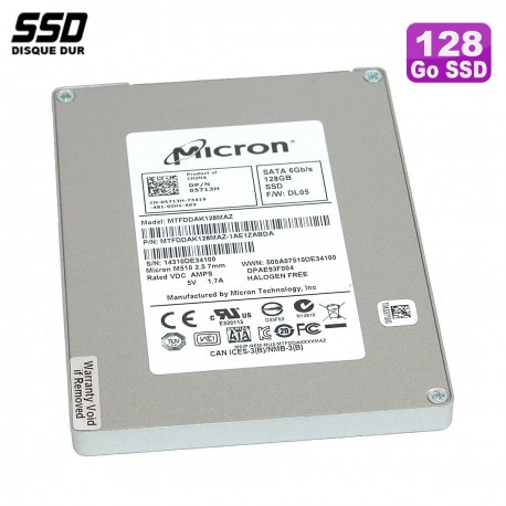 SSD 128Go 2.5" Micron Dell MTFDDAK128MAZ 05713H MTFDDAK128MAZ-1AE1ZABDA 5713H