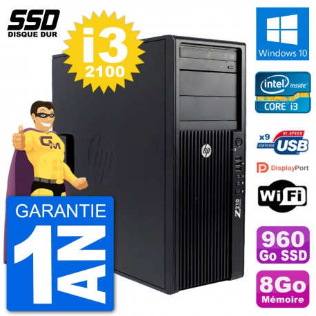 PC Tour HP WorkStation Z210 Intel Core i3-2100 RAM 8Go SSD 960Go Windows 10 Wifi