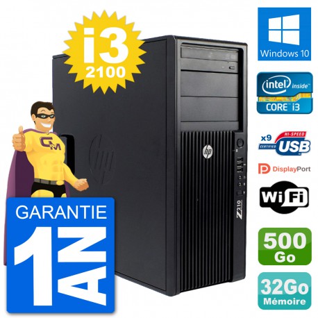 PC Tour HP Z210 Intel Core i3-2100 RAM 32Go Disque Dur 500Go Windows 10 Wifi
