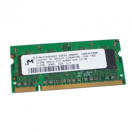 512Mo RAM PC Portable SODIMM MICRON MT8HTF6464HDY-53EB3 DDR2 PC2-4200S 533MHz