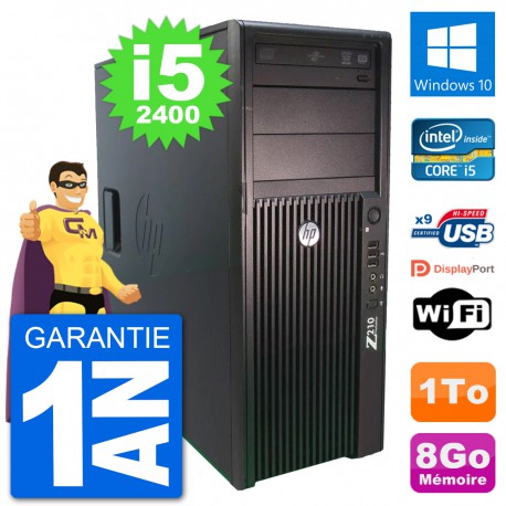 PC Tour HP Z210 Intel Core i5-2400 RAM 8Go Disque Dur 1To Windows 10 Wifi