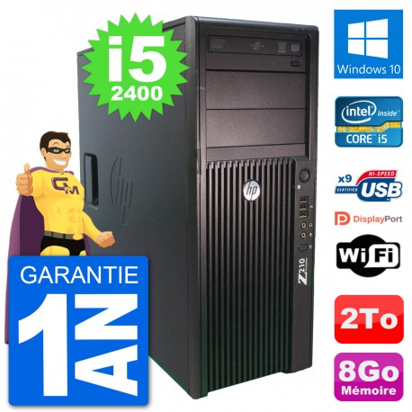 PC Tour HP Z210 Intel Core i5-2400 RAM 8Go Disque Dur 2To Windows 10 Wifi