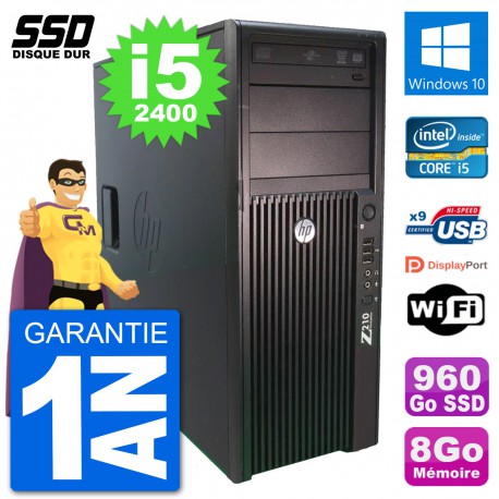 PC Tour HP WorkStation Z210 Intel Core i5-2400 RAM 8Go SSD 960Go Windows 10 Wifi