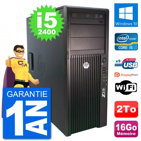 PC Tour HP Z210 Intel Core i5-2400 RAM 16Go Disque Dur 2To Windows 10 Wifi