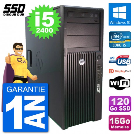 PC Tour HP Z210 Intel Core i5-2400 RAM 16Go SSD 120Go Windows 10 Wifi