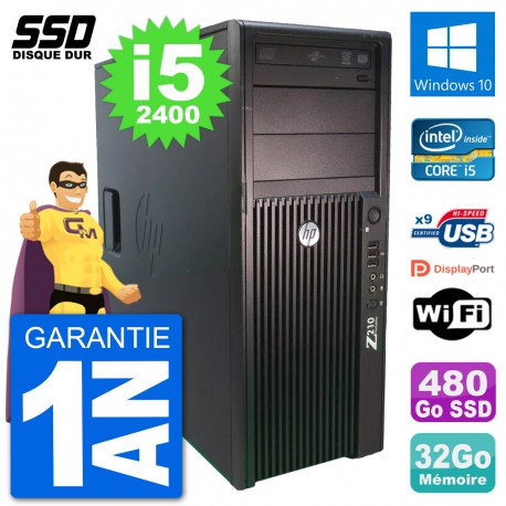 PC Tour HP Z210 Intel Core i5-2400 RAM 32Go SSD 480Go Windows 10 Wifi