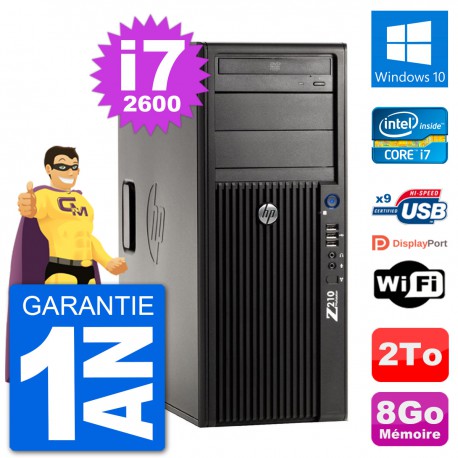 PC Tour HP Z210 Intel Core i7-2600 RAM 8Go Disque Dur 2To Windows 10 Wifi