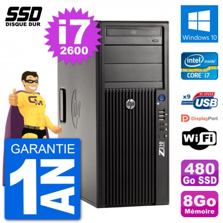 PC Tour HP WorkStation Z210 Intel Core i7-2600 RAM 8Go SSD 480Go Windows 10 Wifi