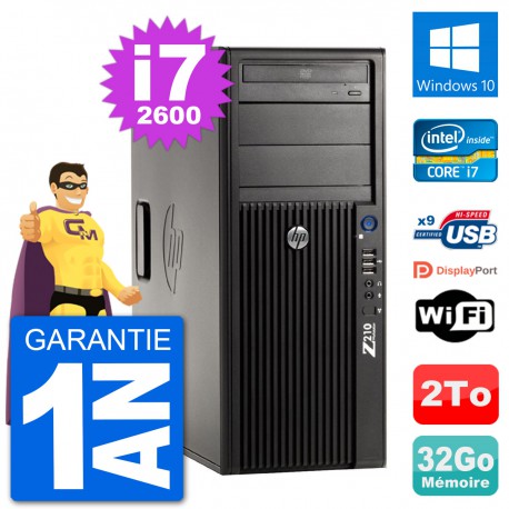PC Tour HP Z210 Intel Core i7-2600 RAM 32Go Disque Dur 2To Windows 10 Wifi