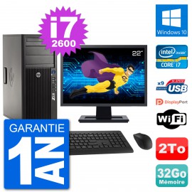 PC Tour HP Z210 Ecran 22" Intel i7-2600 RAM 32Go Disque Dur 2To Windows 10 Wifi