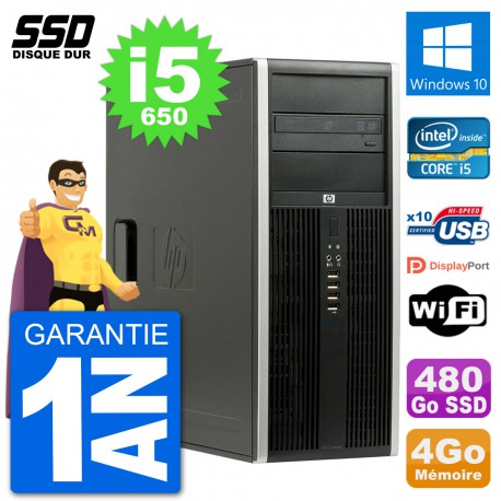 PC Tour HP 8100 Elite Intel Core i5-650 RAM 4Go SSD 480Go Windows 10 Wifi