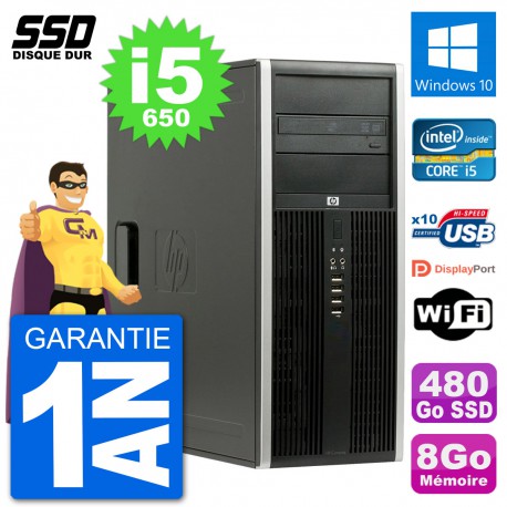 PC Tour HP 8100 Elite Intel Core i5-650 RAM 8Go SSD 480Go Windows 10 Wifi