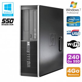 PC HP Elite 8300 SFF Core I5 3470 3.2GHz 4Go 240Go SSD Graveur USB3 Wifi W7