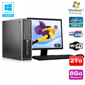 Lot PC HP Elite 8300 SFF I5-3470 3.2GHz 8Go 2To Graveur Wifi W7 + Ecran 19"