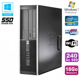 PC HP Elite 8300 SFF Core I5 3470 3.2GHz 16Go 240Go SSD Graveur USB3 Wifi W7