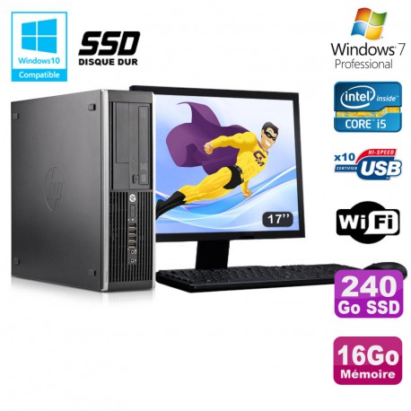 Lot PC HP Elite 8300 SFF I5-3470 3.2GHz 16Go 240Go SSD Graveur Wifi W7+ Ecran 17