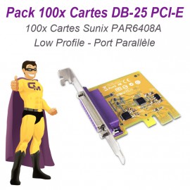 Lot 100 Cartes SUNIX Port Parallèle IEEE1284 LPT DB-25 PCIe Low Profile PAR6408A