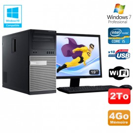 Lot PC Tour Dell 790 Core I5 3.1Ghz 4Go Disque 2To DVD WIFI Win 7 + Ecran 19"