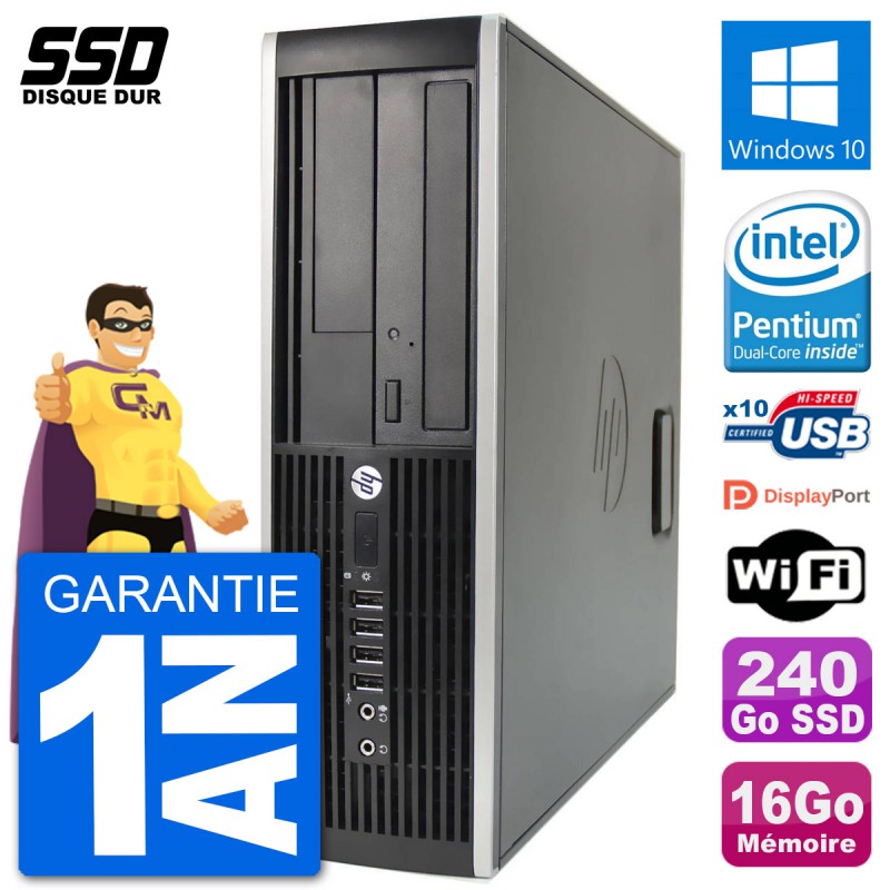 PC HP Compaq 6200 Pro SFF Intel G630 RAM 16Go SSD 240Go Windows 10 Wifi