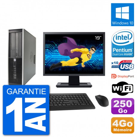 PC HP Compaq 6200 Pro SFF Ecran 19" G630 RAM 4Go Disque 250Go Windows 10 Wifi