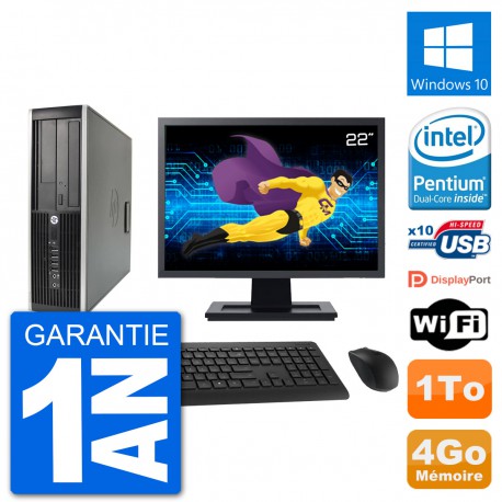 PC HP Compaq 6200 Pro SFF Ecran 22" G630 RAM 4Go Disque Dur 1To Windows 10 Wifi