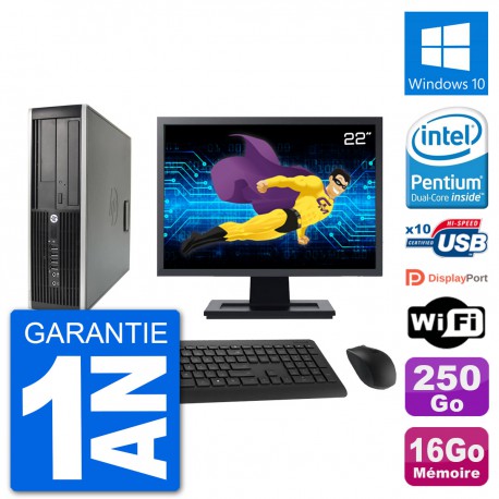 PC HP Compaq 6200 Pro SFF Ecran 22" G630 RAM 16Go Disque 250Go Windows 10 Wifi