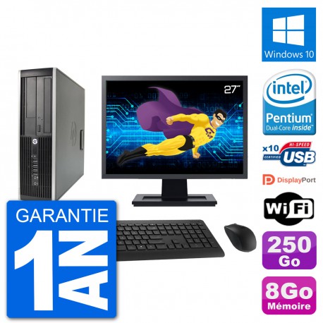 PC HP Compaq 6200 Pro SFF Ecran 27" G630 RAM 8Go Disque 250Go Windows 10 Wifi