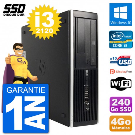 PC HP Compaq 6200 Pro SFF Intel i3-2120 RAM 4Go SSD 240Go Windows 10 Wifi