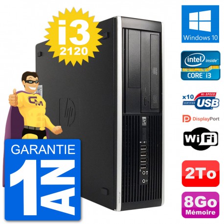 PC HP Compaq 6200 Pro SFF Intel i3-2120 RAM 8Go Disque Dur 2To Windows 10 Wifi