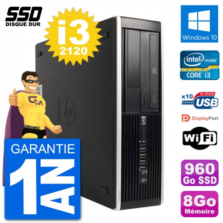 PC HP Compaq 6200 Pro SFF Intel i3-2120 RAM 8Go SSD 960Go Windows 10 Wifi