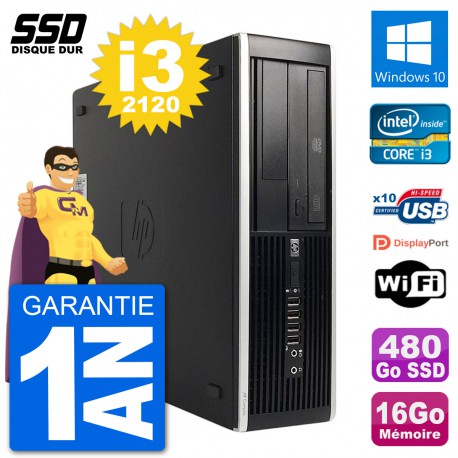 PC HP Compaq 6200 Pro SFF Intel i3-2120 RAM 16Go SSD 480Go Windows 10 Wifi