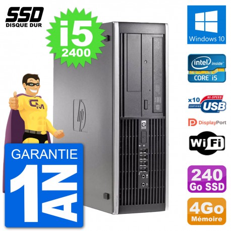PC HP Compaq 6200 Pro SFF Intel i5-2400 RAM 4Go SSD 240Go Windows 10 Wifi