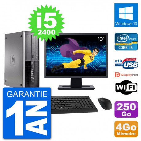 PC HP Compaq 6200 Pro SFF Ecran 19" i5-2400 RAM 4Go Disque 250Go Windows 10 Wifi