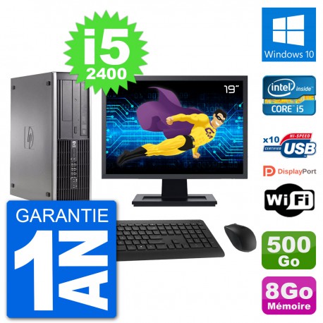 PC HP Compaq 6200 Pro SFF Ecran 19" i5-2400 RAM 8Go Disque 500Go Windows 10 Wifi