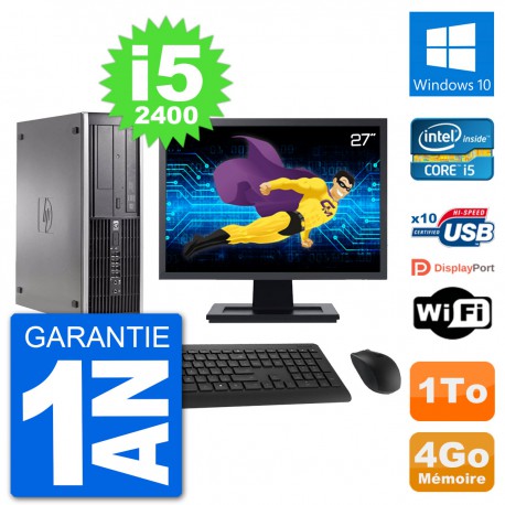 PC HP Compaq 6200 Pro SFF Ecran 27" i5-2400 RAM 4Go Disque 1To Windows 10 Wifi