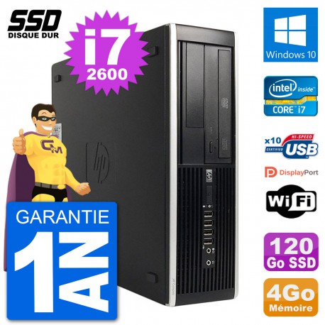 PC HP Compaq 6200 Pro SFF Intel i7-2600 RAM 4Go SSD 120Go Windows 10 Wifi