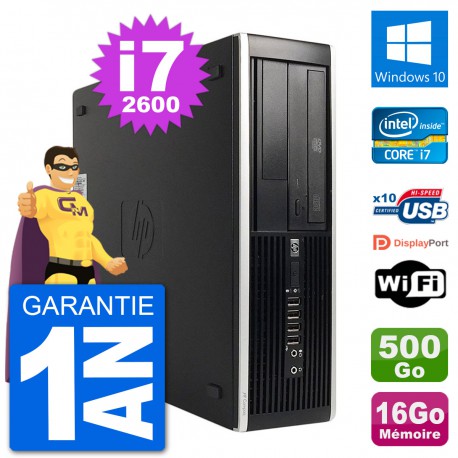 PC HP Compaq 6200 Pro SFF Intel i7-2600 RAM 16Go Disque 500Go Windows 10 Wifi