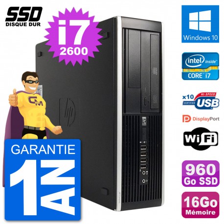 PC HP Compaq 6200 Pro SFF Intel i7-2600 RAM 16Go SSD 960Go Windows 10 Wifi