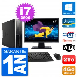 PC HP Compaq 6200 Pro SFF Ecran 22" i7-2600 RAM 4Go Disque 2To Windows 10 Wifi