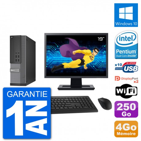 PC Dell 7020 SFF Ecran 19" Intel G3220 RAM 4Go Disque Dur 250Go Windows 10 Wifi