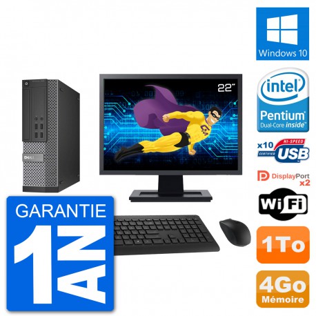 PC Dell 7020 SFF Ecran 22" Intel G3220 RAM 4Go Disque Dur 1To Windows 10 Wifi