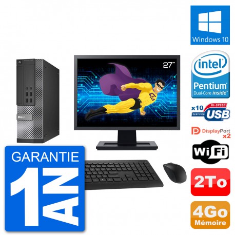PC Dell 7020 SFF Ecran 27" Intel G3220 RAM 4Go Disque Dur 2To Windows 10 Wifi