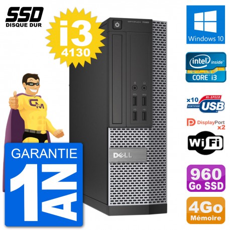 PC Dell OptiPlex 7020 SFF Intel i3-4130 RAM 4Go SSD 960Go Windows 10 Wifi
