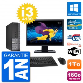 PC Dell 7020 SFF Ecran 19" Intel i3-4130 RAM 16Go Disque Dur 1To Windows 10 Wifi